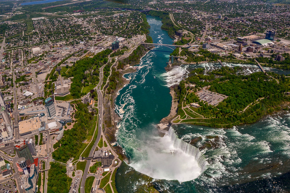 Niagra Falls - the three falls, Horseshoe or Canadian, Bridal Veil and the American falls all in view.