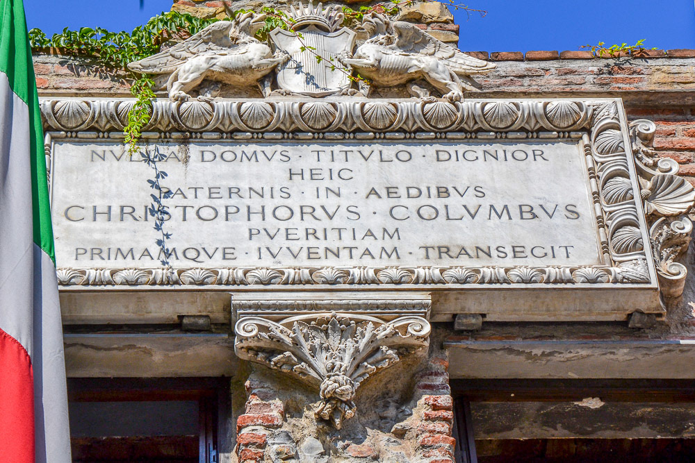 A famous son of Genoa, Christopher Columbus. Part of the brick façade is all that remains today.
