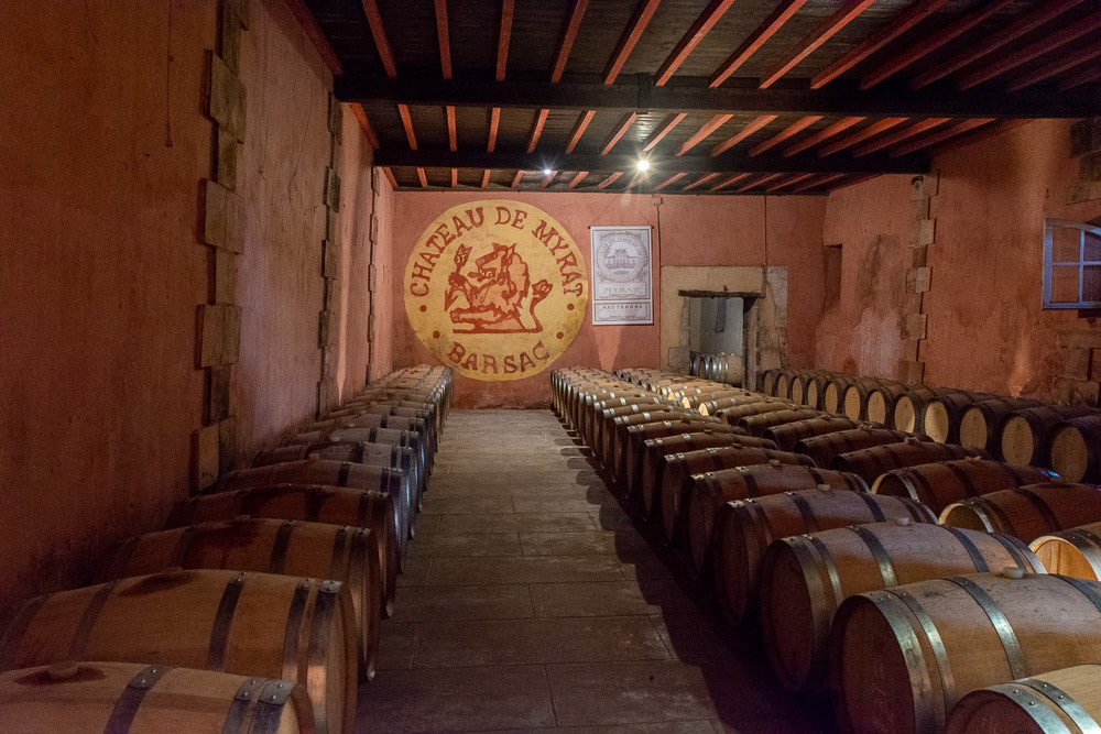 Chateau de Myrat - barrels of the good stuff.