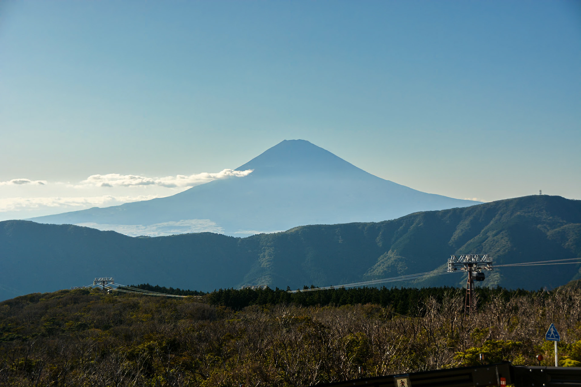 Mt Fuji viewed from the Hakone Ropeway station.
