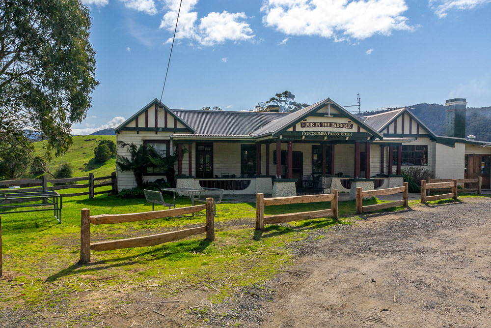 St Columbia Falls Hotel also called the "Pub in the Paddock" is one of Tasmania's oldest pubs, licensed since 1880.