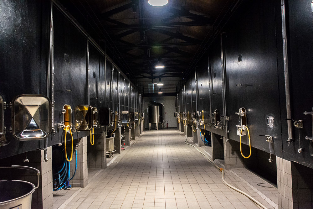 Inside Le Chateau Gaurud-Larose wine cellars.