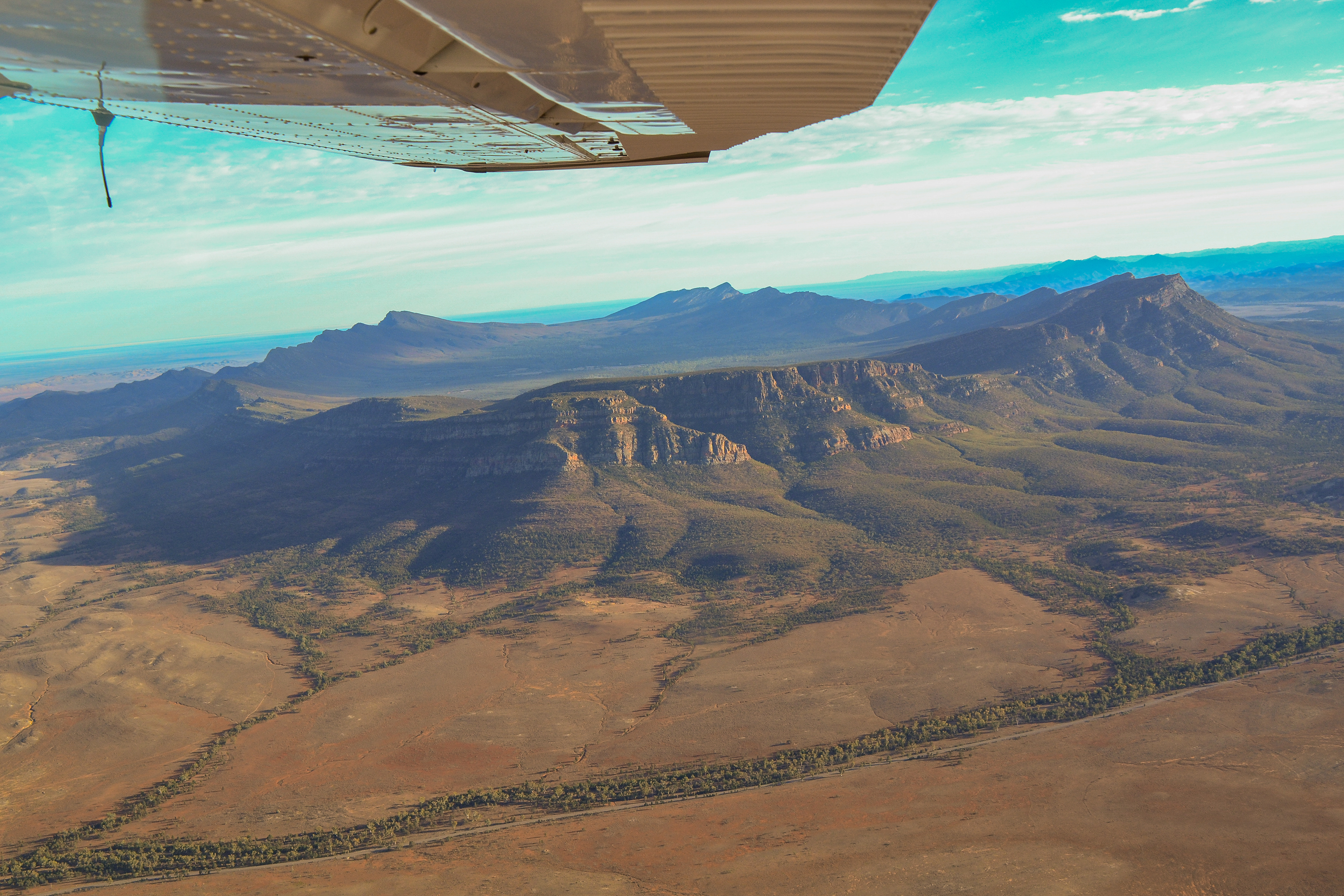 A birds eye view over Wilpena Pound looking from the South-east.