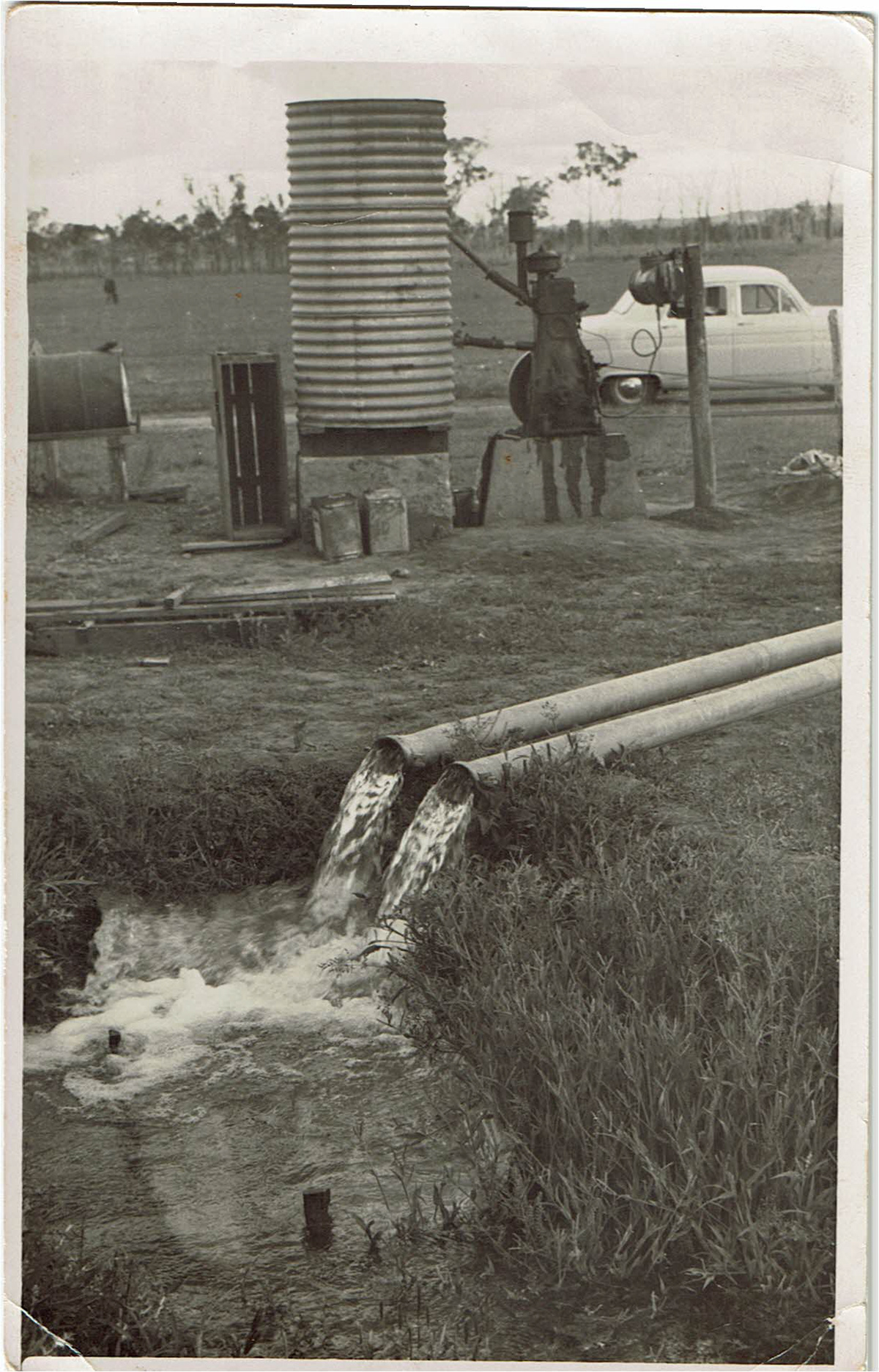 Water supply bore water flowing freely.