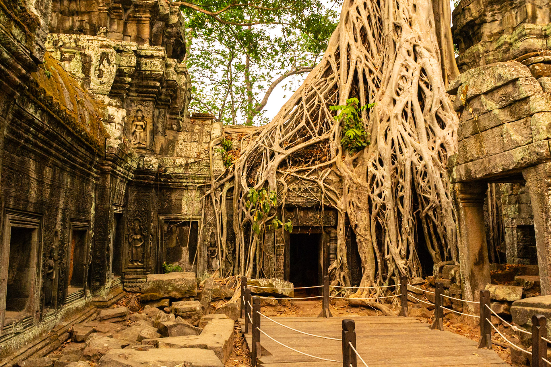 The roped off entrance to a section of the Temple Complex made famous by the movie "Raiders of the Lost Ark". A popular spot for photographs.