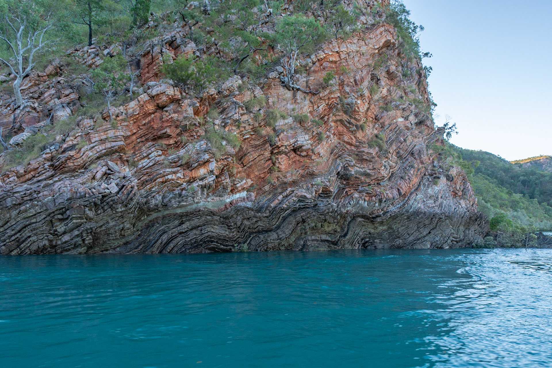 Tidal extremes are clearly marked on this tortured rock face
