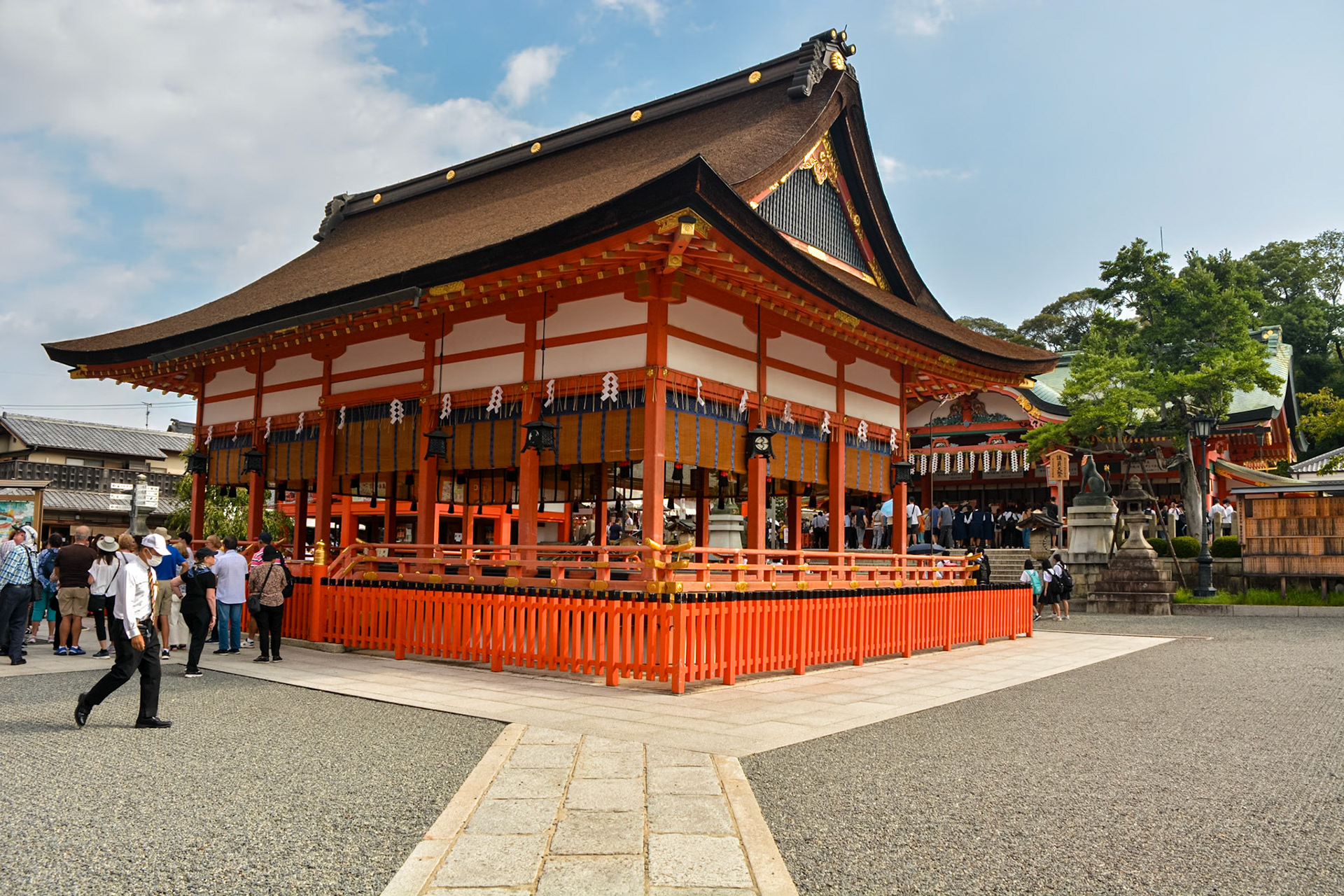 Fushimi Inari Shrine buildings behind the main gate.