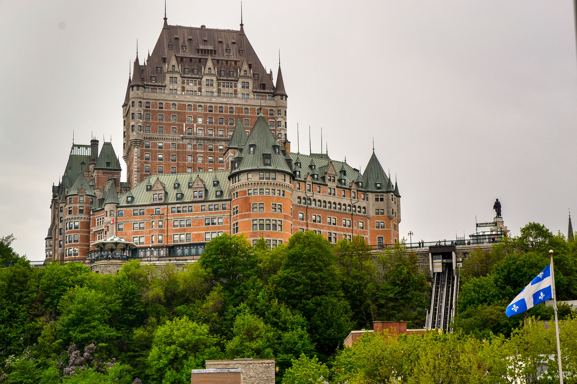 Fairmont le Chateau Frontenac is a prominent landmark, located inside the walls of Old Quebec.