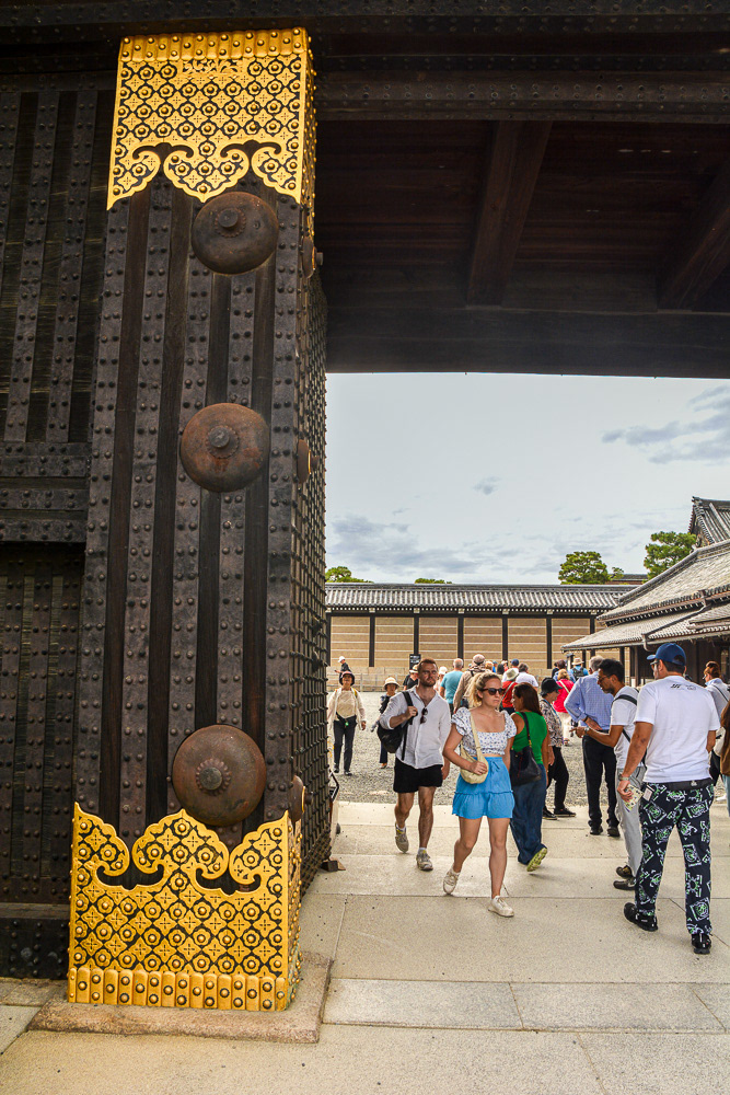Heavily fortified timber gates decorated with gold are an impressive sight.