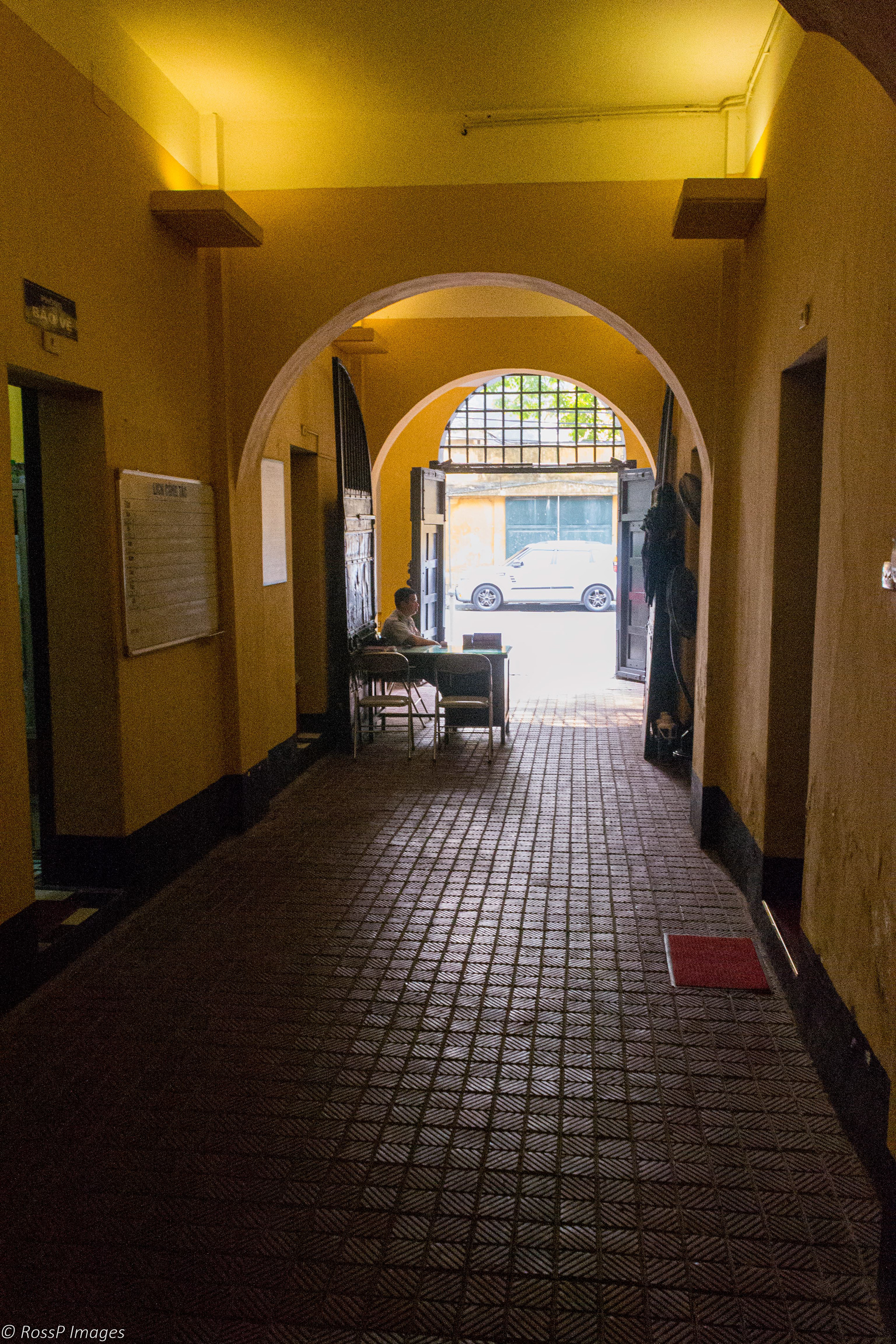 Inside Hoa Lo Prison used by the French for political prisoners. During the Vietnam war for American POWs it was known as the "Hanoi Hilton".