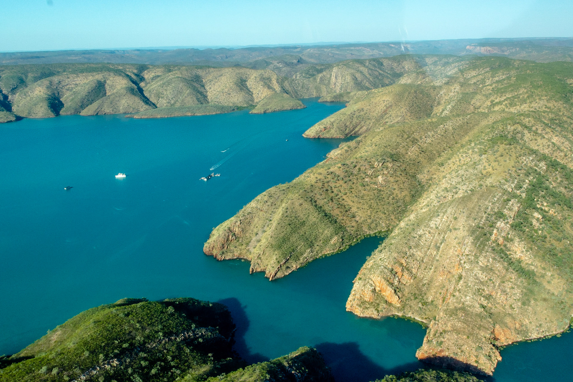 Below floating pontoons, our overnight accommodation in Talbot Bay.
