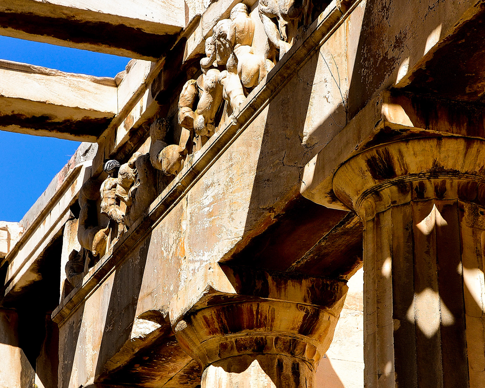The temple of Hephaestus - ancient columns and beam construction.