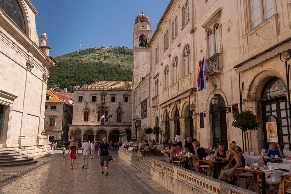 Strada of Dubrovnik - looking toward Mt Srd and the cable car station.