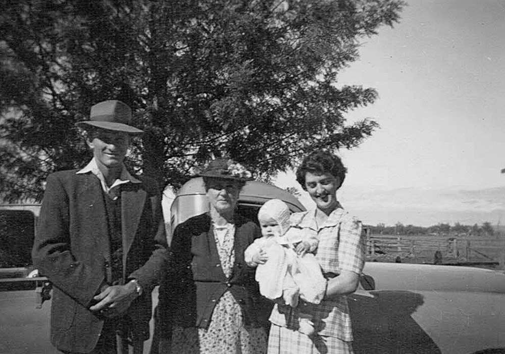 Ed, Granny Cavanagh and Nell holds Lorraine