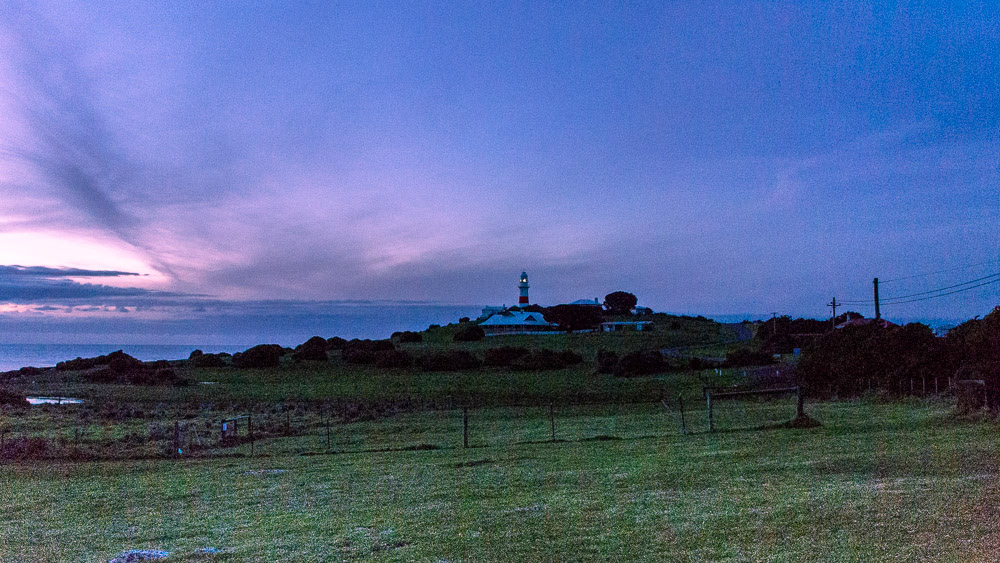 Sunset over Low Head Lighthouse.
