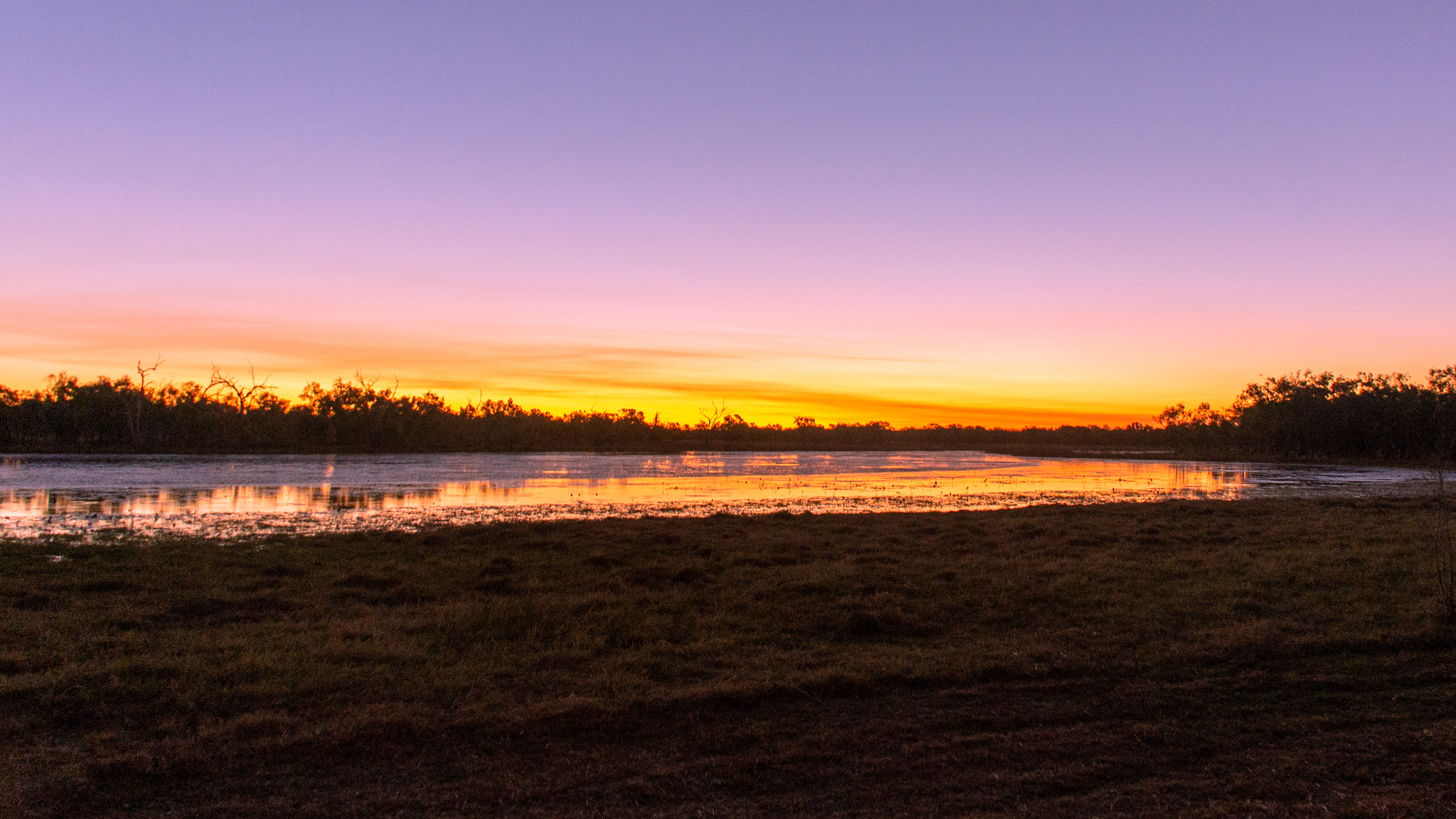 Sunset over the lagoon provides a spectacular colour palate.