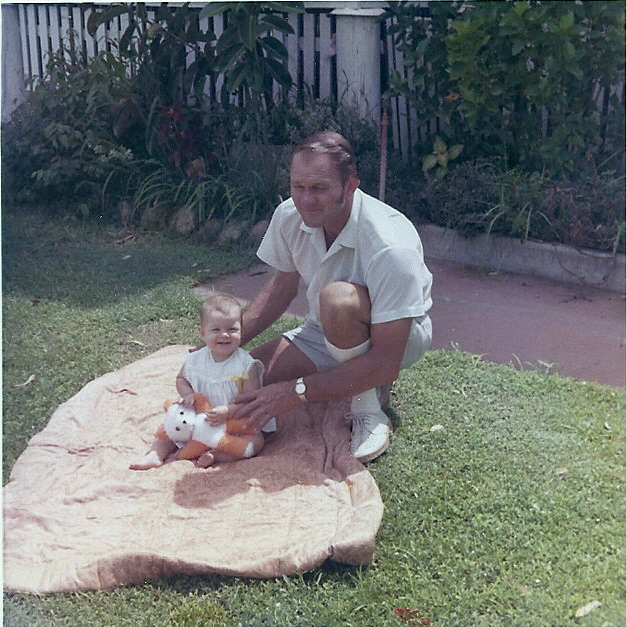 Ed with Tracy in front of the Biloela farmhouse.