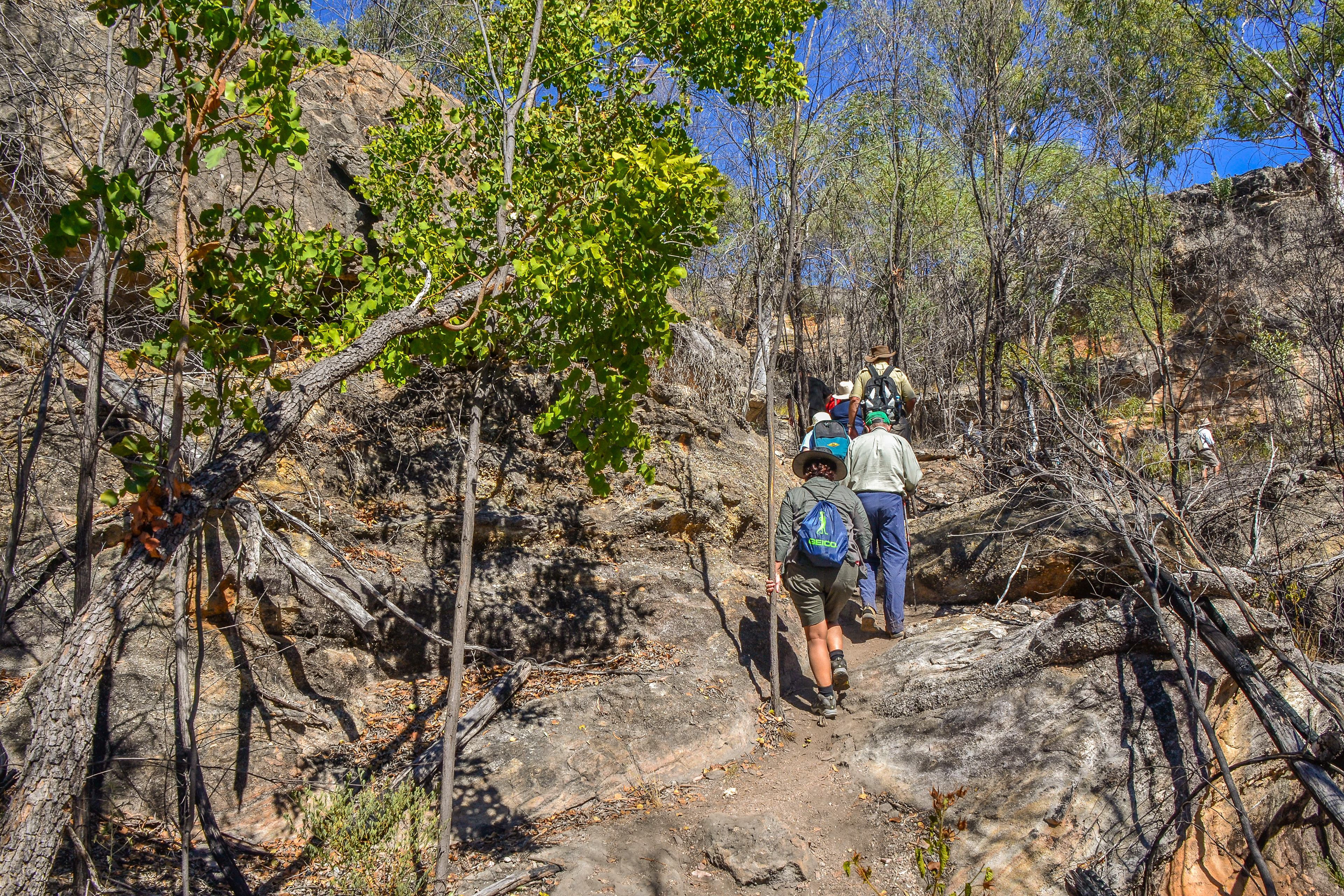 Climbing to the top of the gorge.