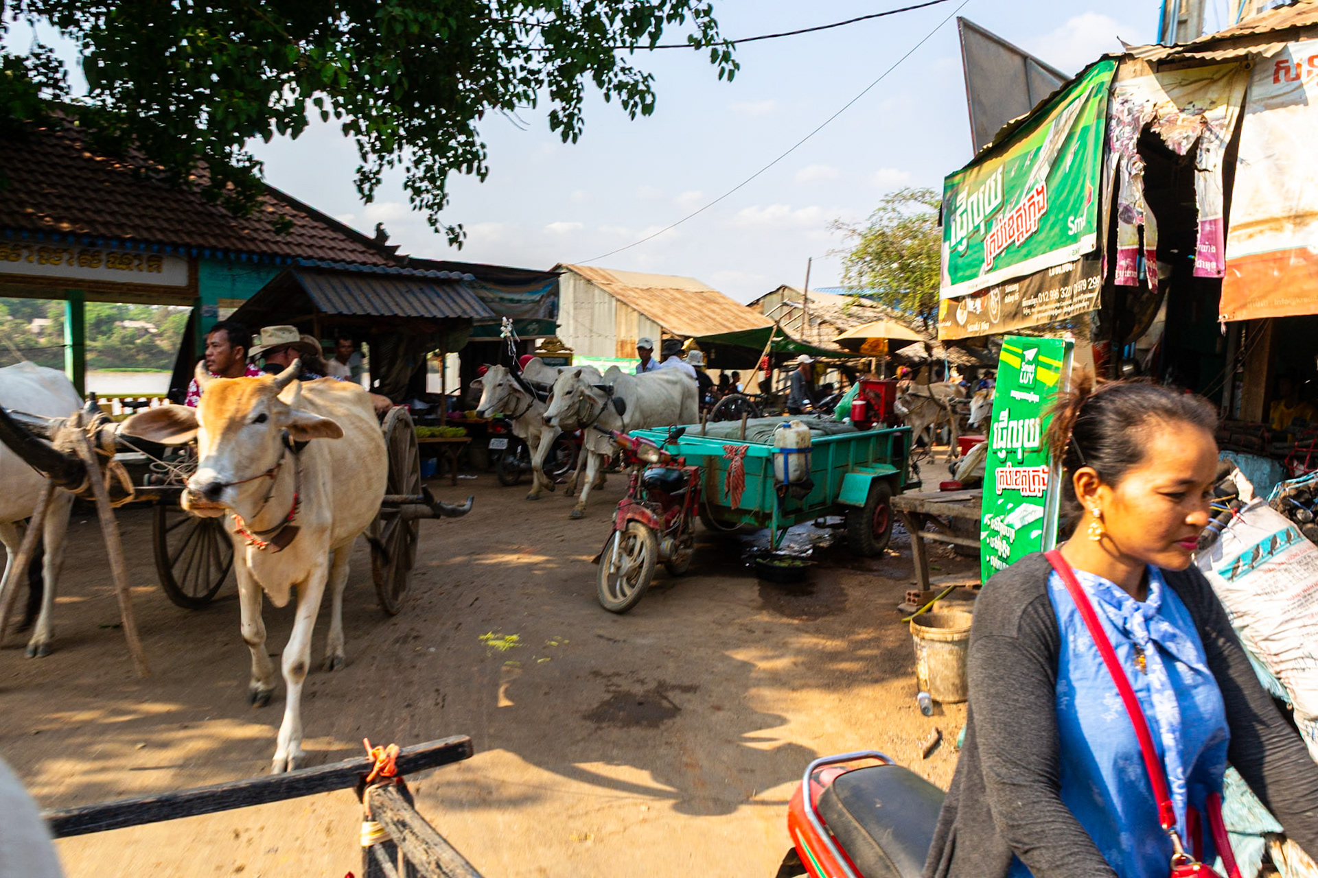 Negotiating the village streets.
