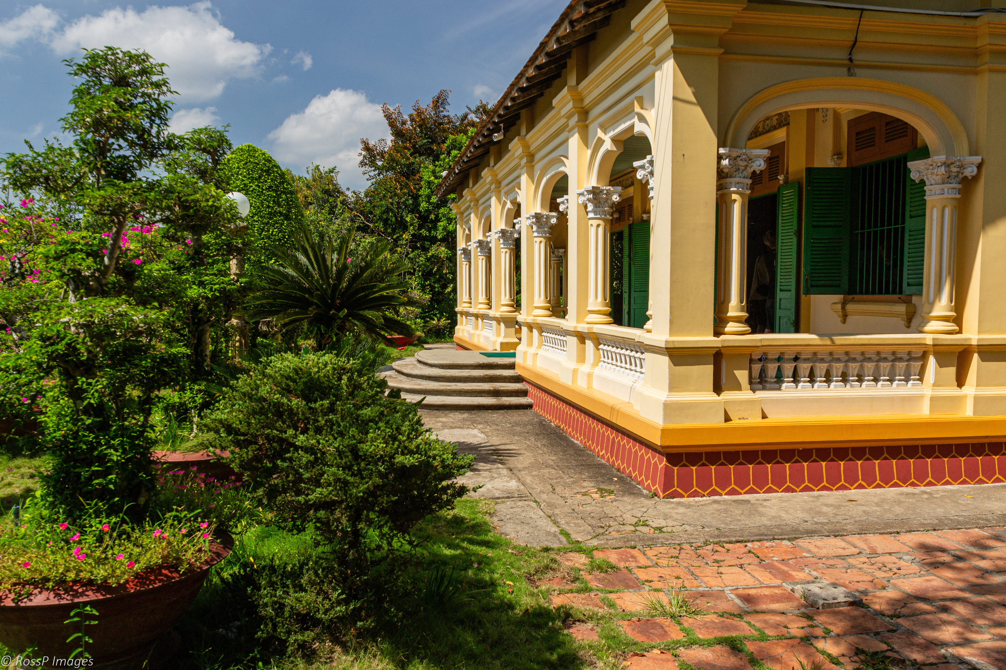 The house was restored in 1938 hence its French Colonial influenced exterior.