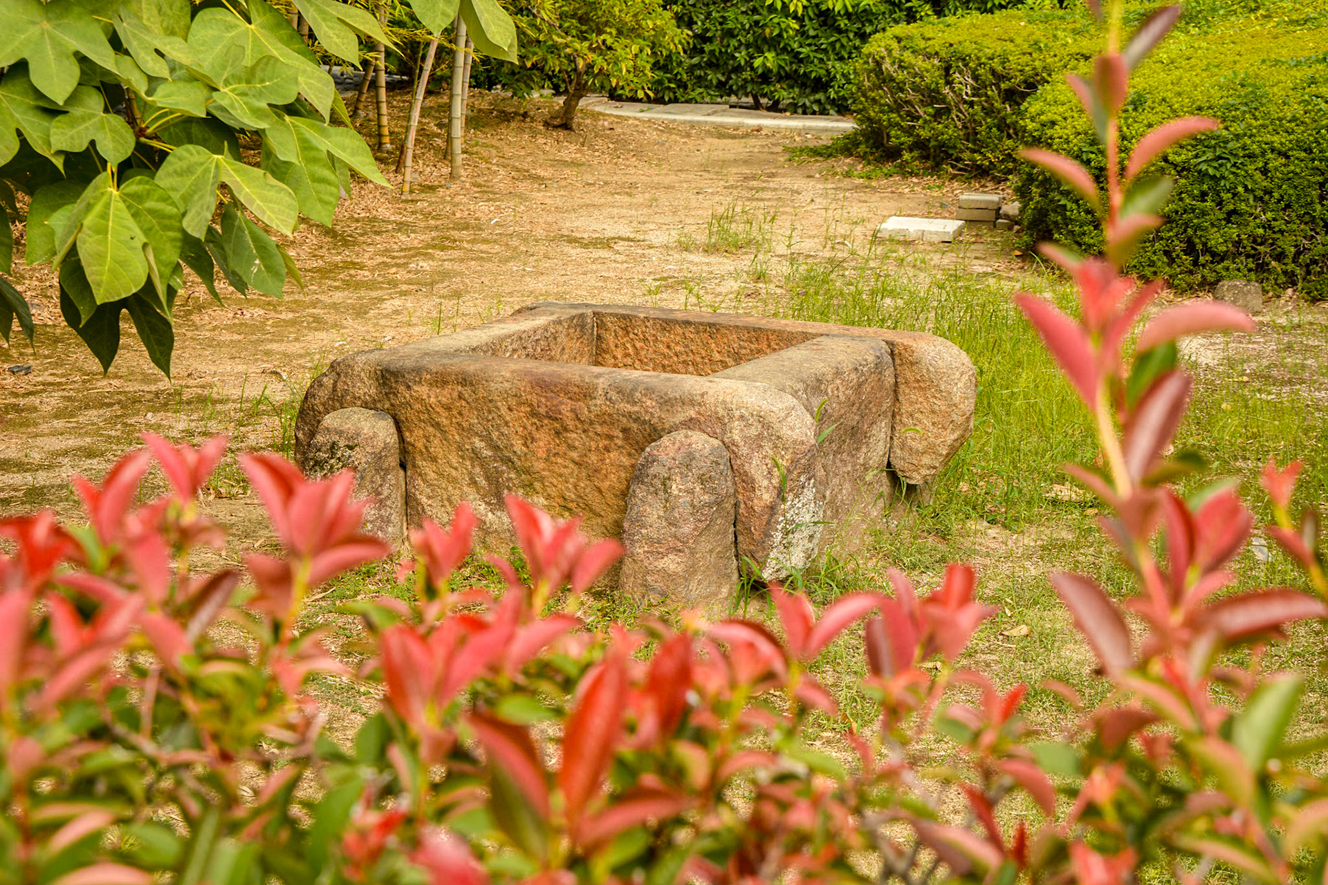 A stone trough in the garden.