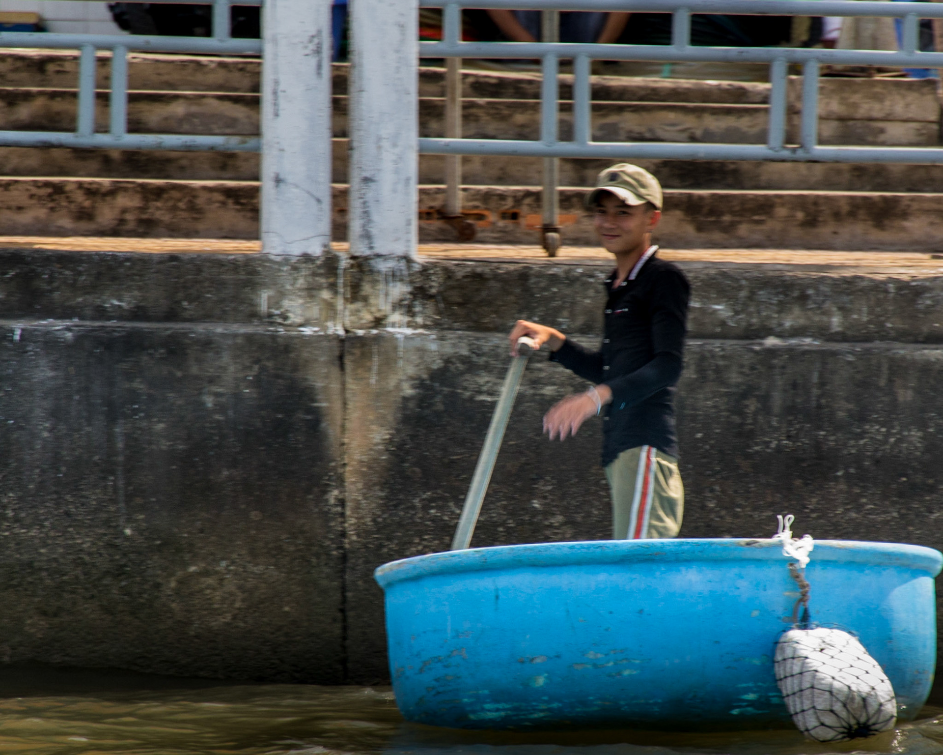 ...paddling a tub boat,
