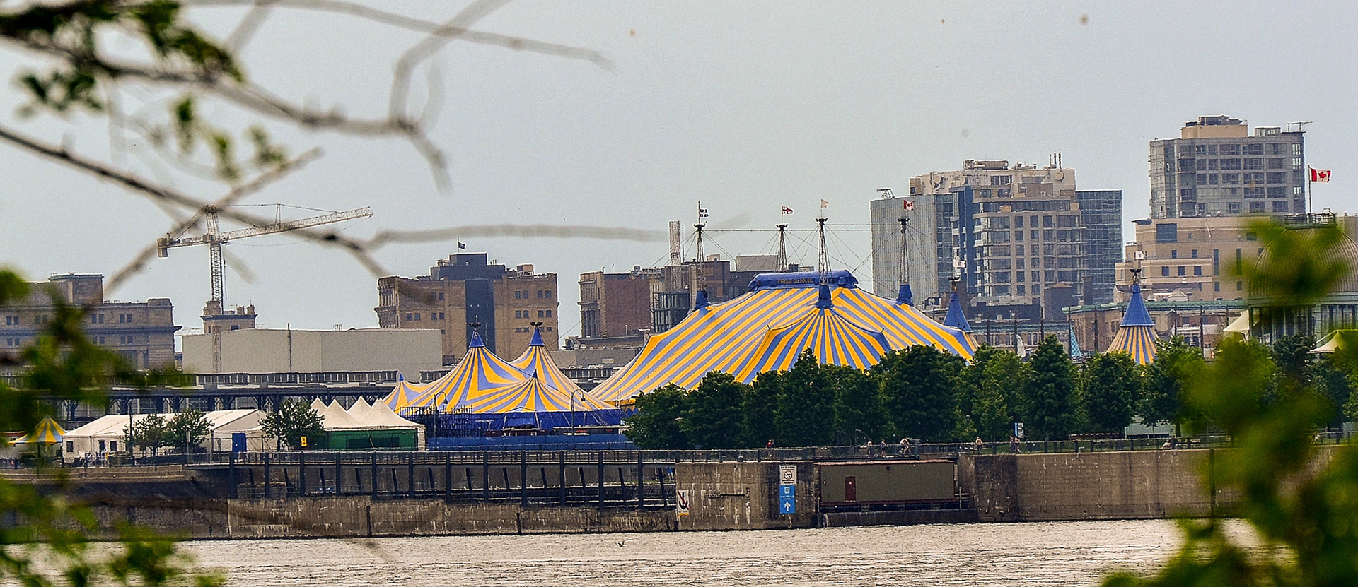 Cirq de Soleil's famous blue and gold Big Top Tents