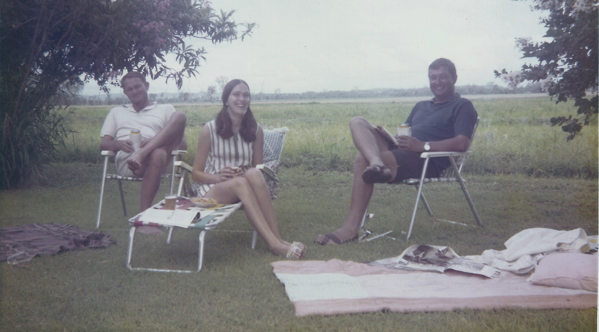 Ed, Lorraine and Don at the farm, Biloela 1972.