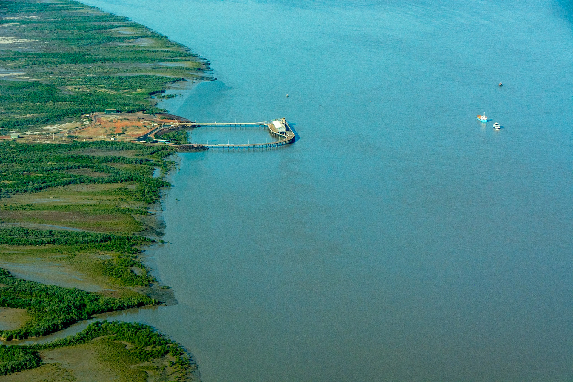 Derby Jetty at high tide is a vastly different picture from above.