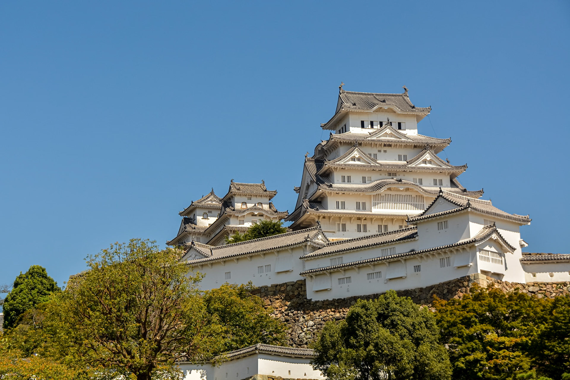Himeji Castle frequently known as the White Heron Castle because of its brilliant white exterior and supposed resemblance to a bird taking flight.