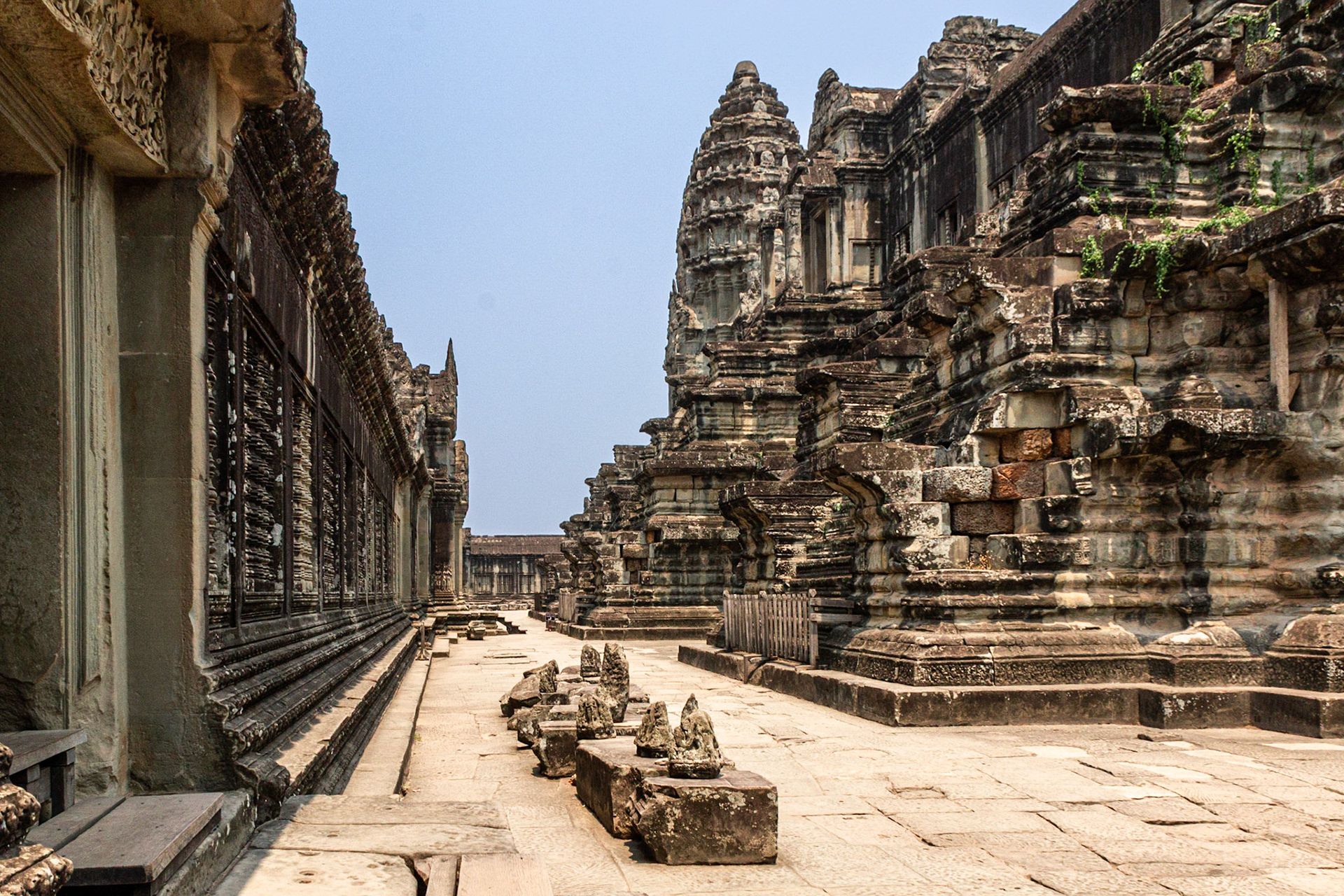 The western perimeter wall of the main monument complex.