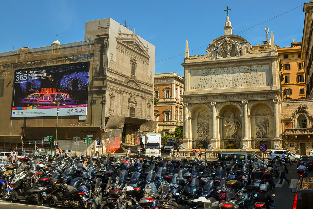 The Fontana dell'Acqua Felice, also called the Fountain of Moses. It marked the terminus of the Acqua Felice aqueduct restored by Pope Sixtus V.