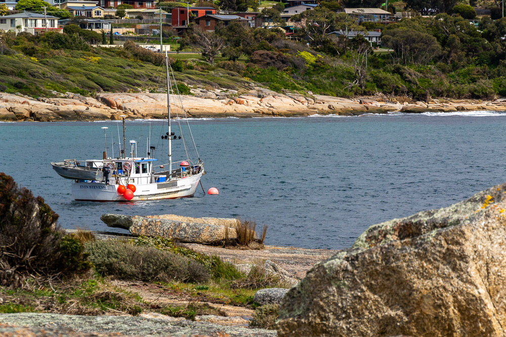 Fishing boat at anchor in the Port of Bicheno.