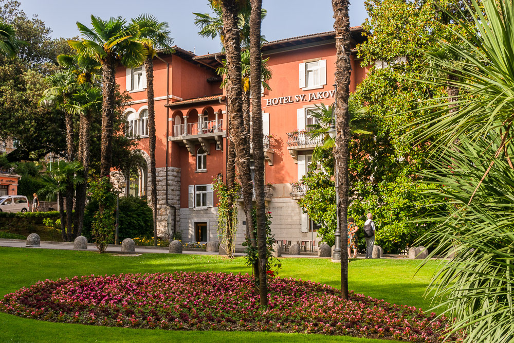 Hotel Jakov an example of the historic buildings reminiscent of the Austrian Riviera.
