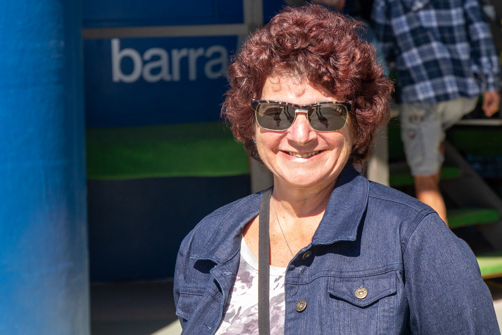 Cheryl is excited to see the live Barramundi.
