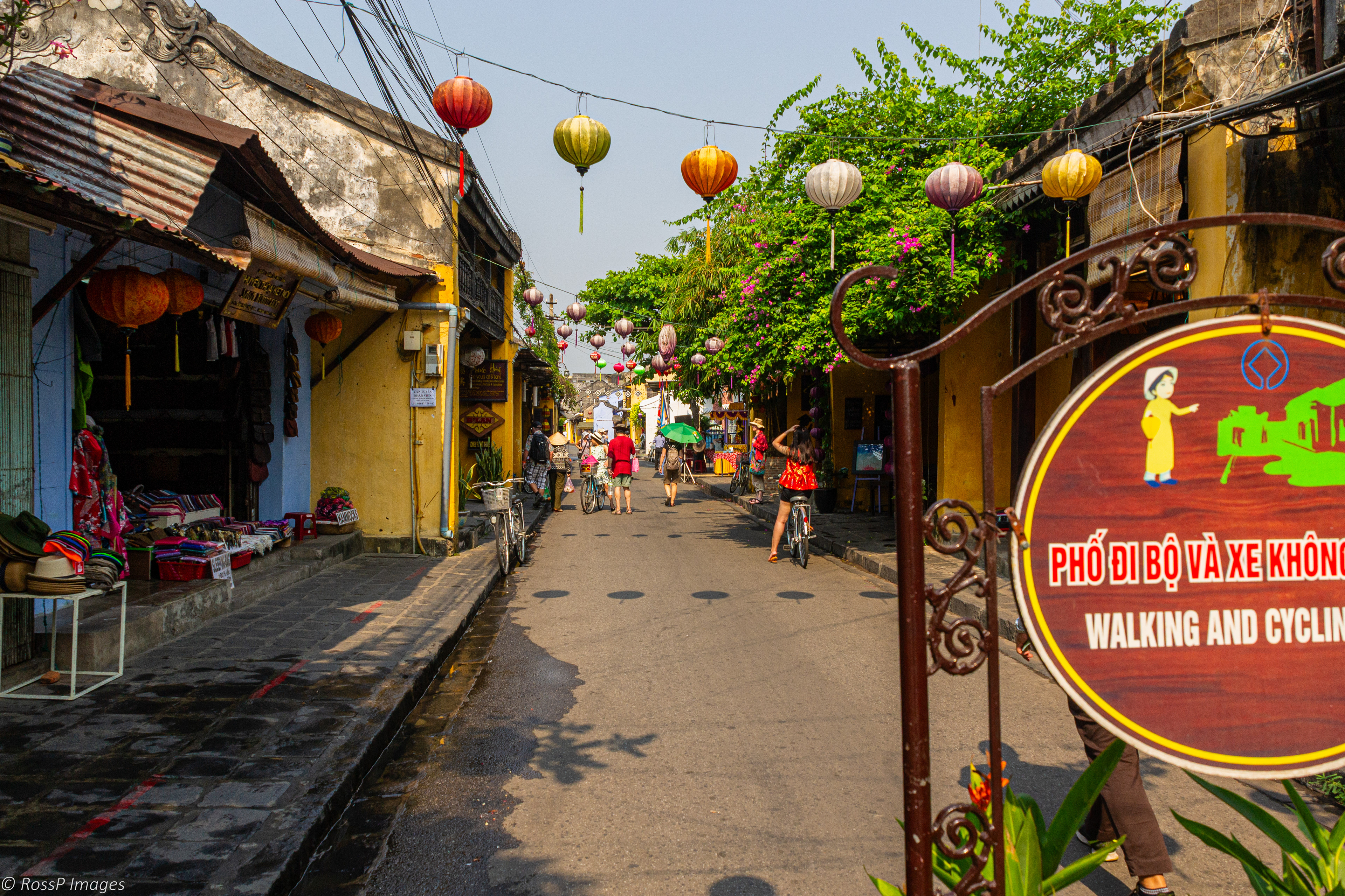 Phan Chau Trinh street in the central heritage area of Hoi An is a vehicle-free environment.