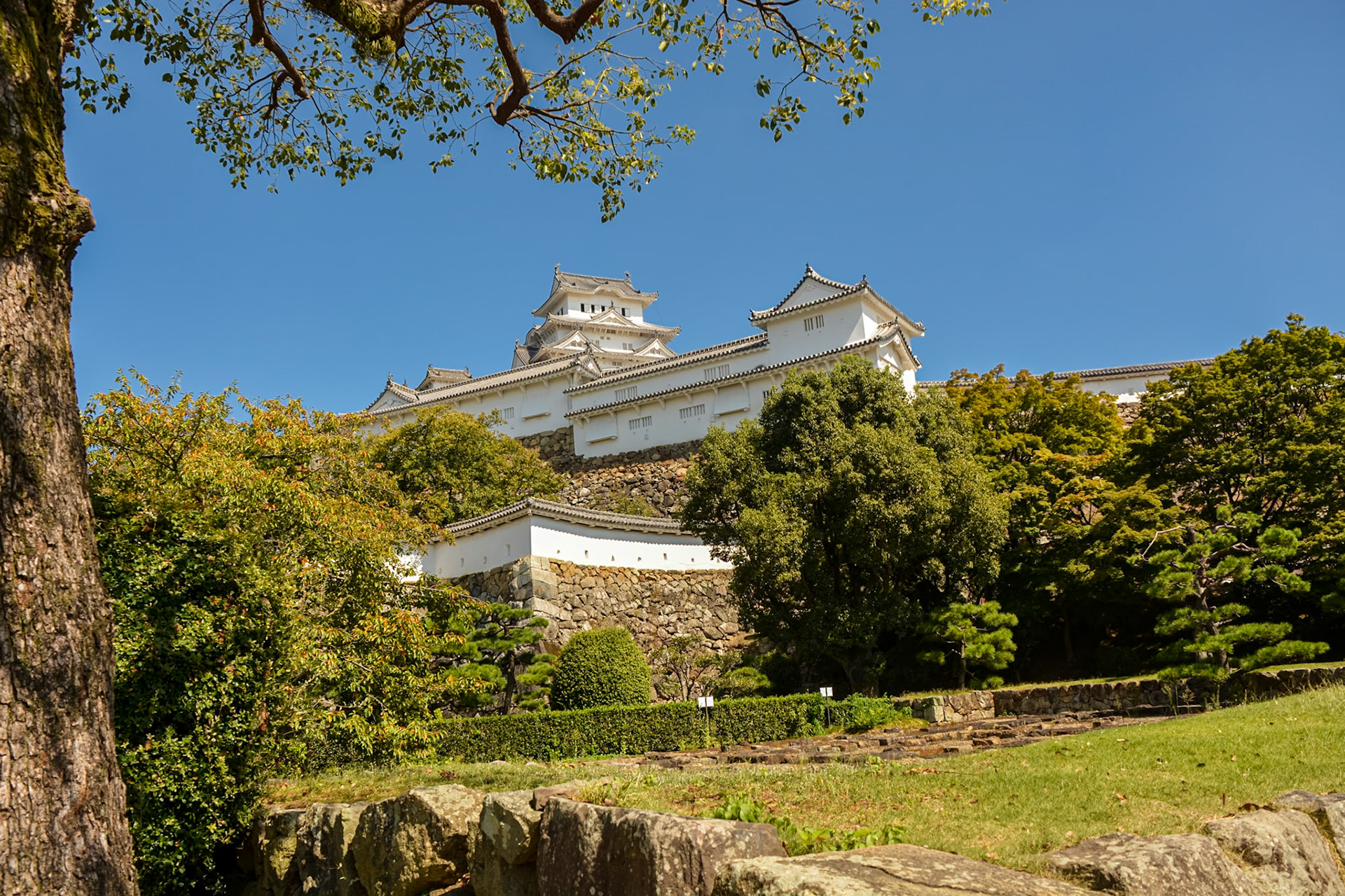 Himeji Castle has an imposing presence overlooking the city.