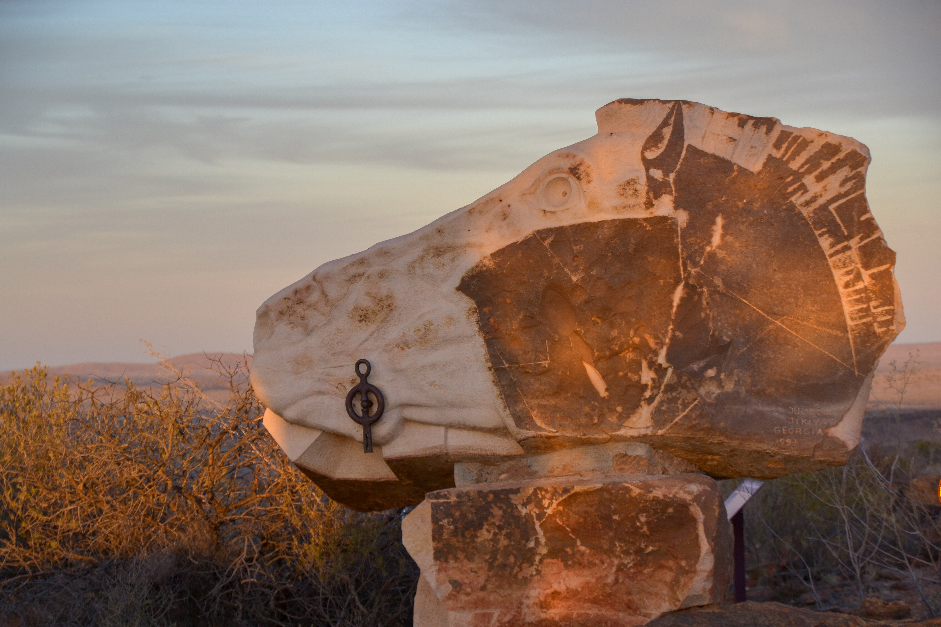 One if the iconic sculptures at sunset, located within the Living Desert Reserve west of Broken Hill.
