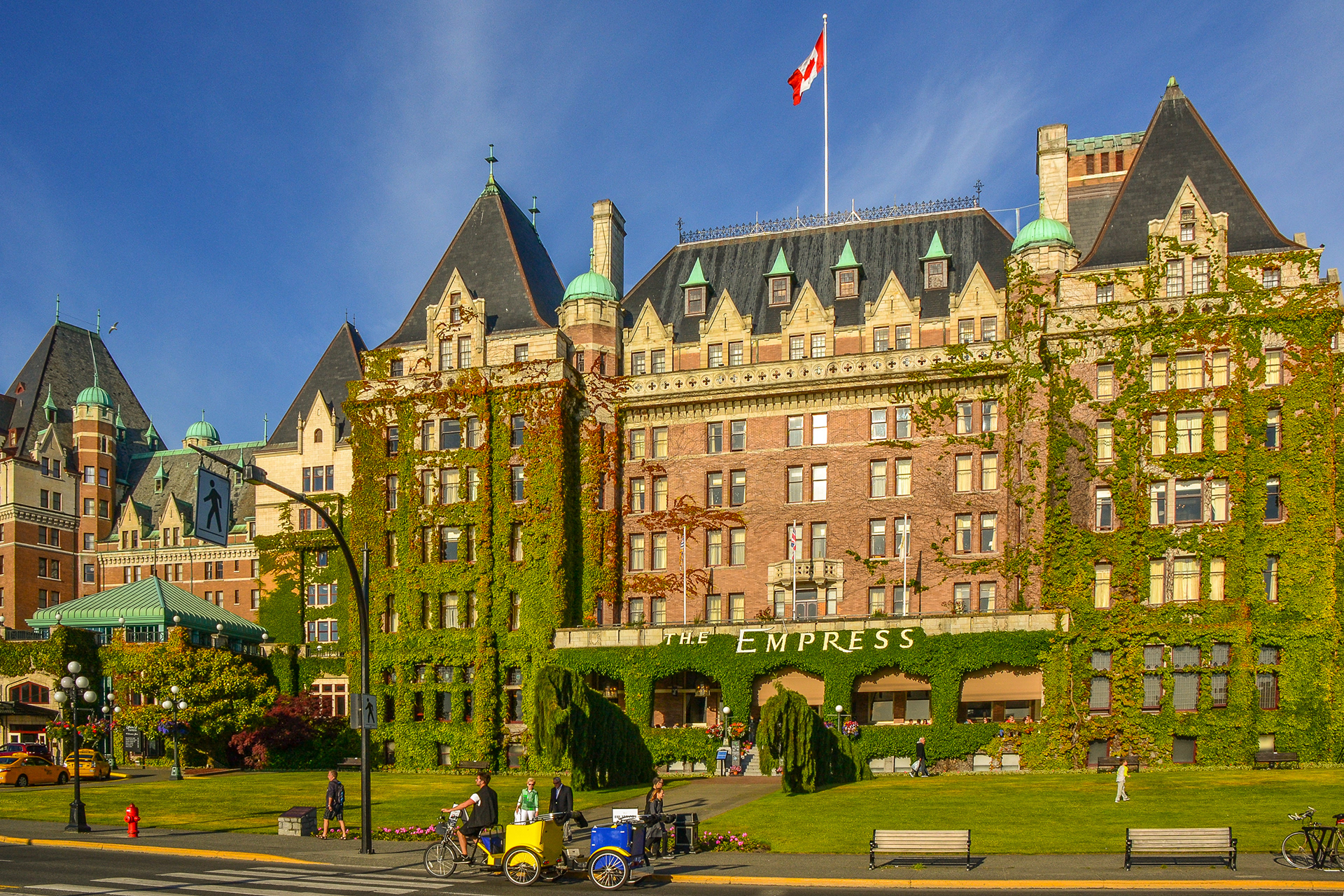 The Empress hotel on Government Street overlooks the harbour.