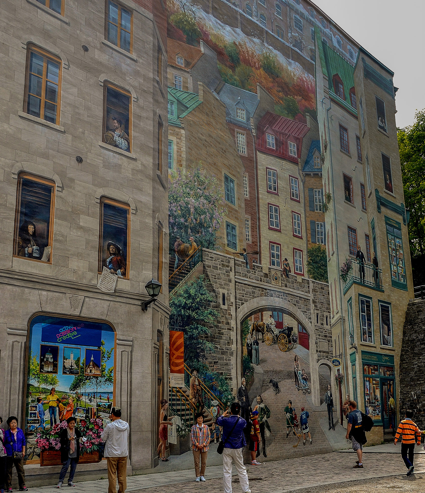 A trompe l'oeil artwork attracts tourists looking for a photo opportunity..