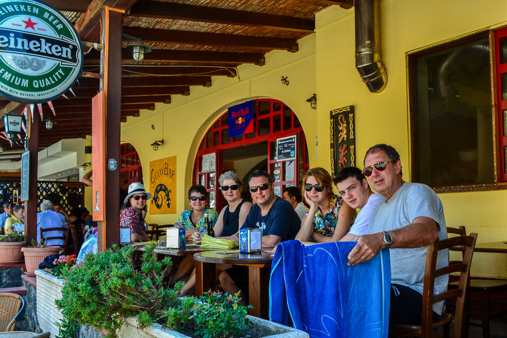 Enjoying lunch at the Geco Bar taverna.