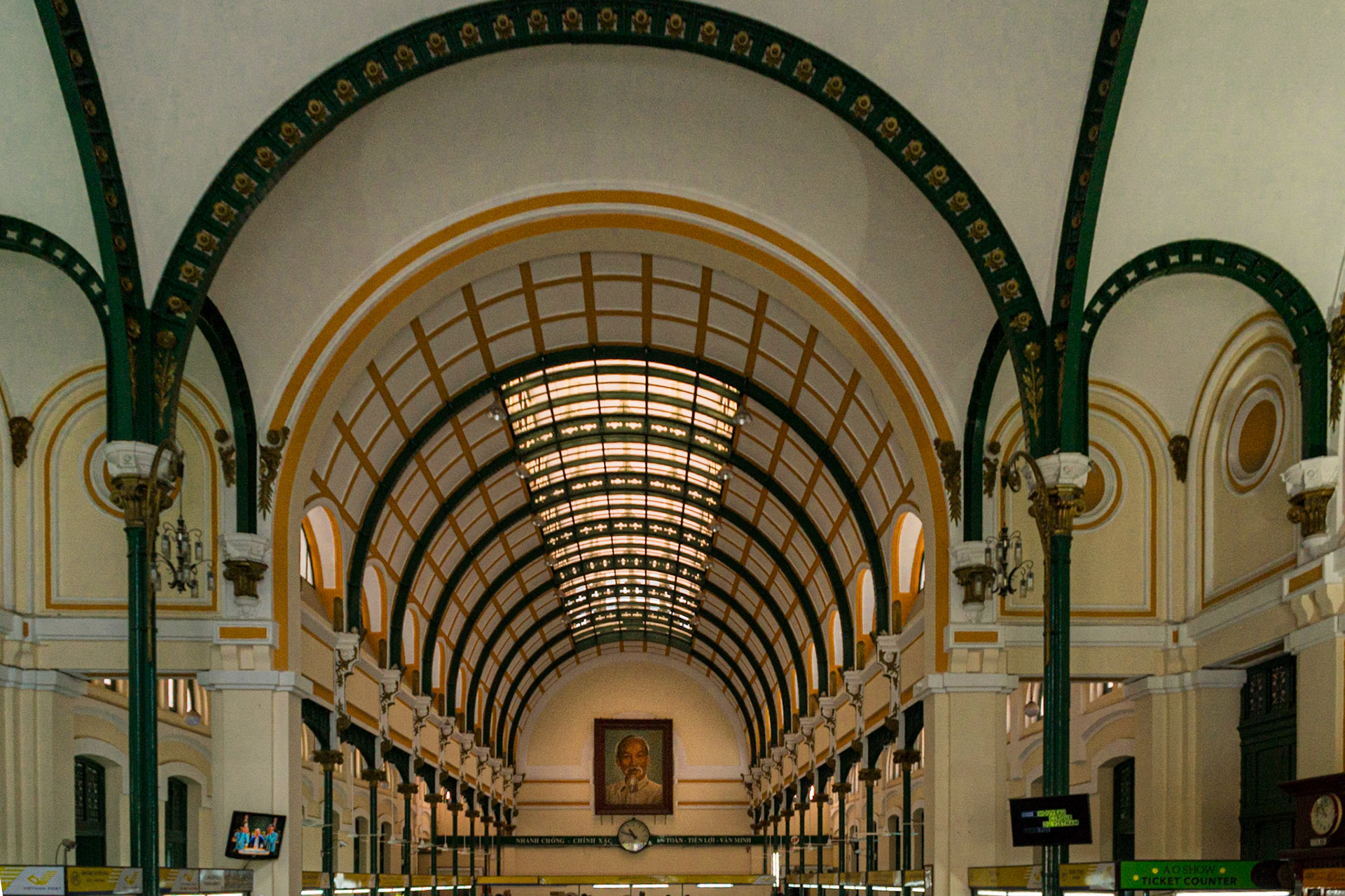 A portrait of Ho Chi Minh himself at the end of the main gallery.