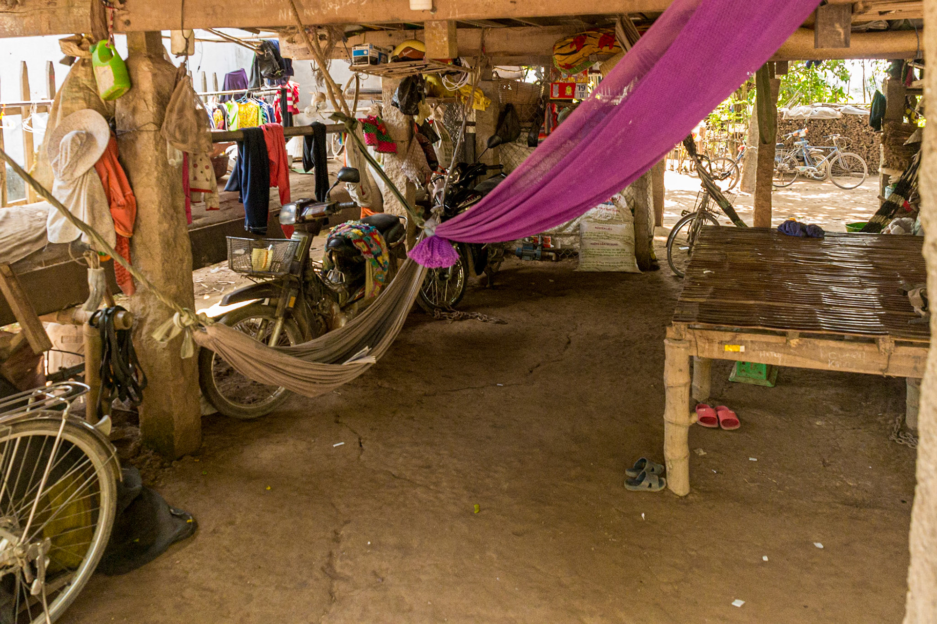 The ground level provides a cool haven for day-to-day living in the hot, humid environment of the delta region.