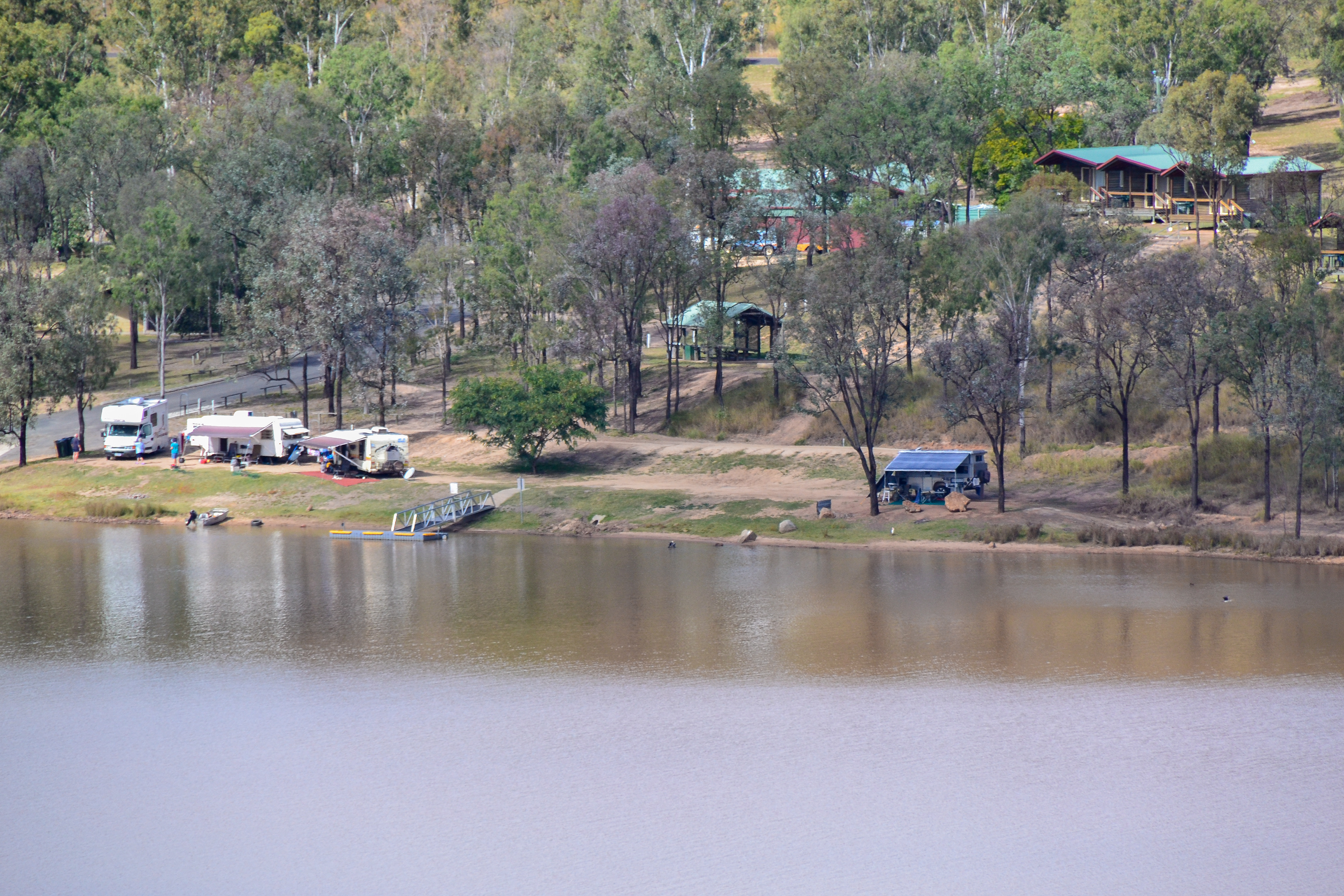 Boondooma Dam camped beside the lake.