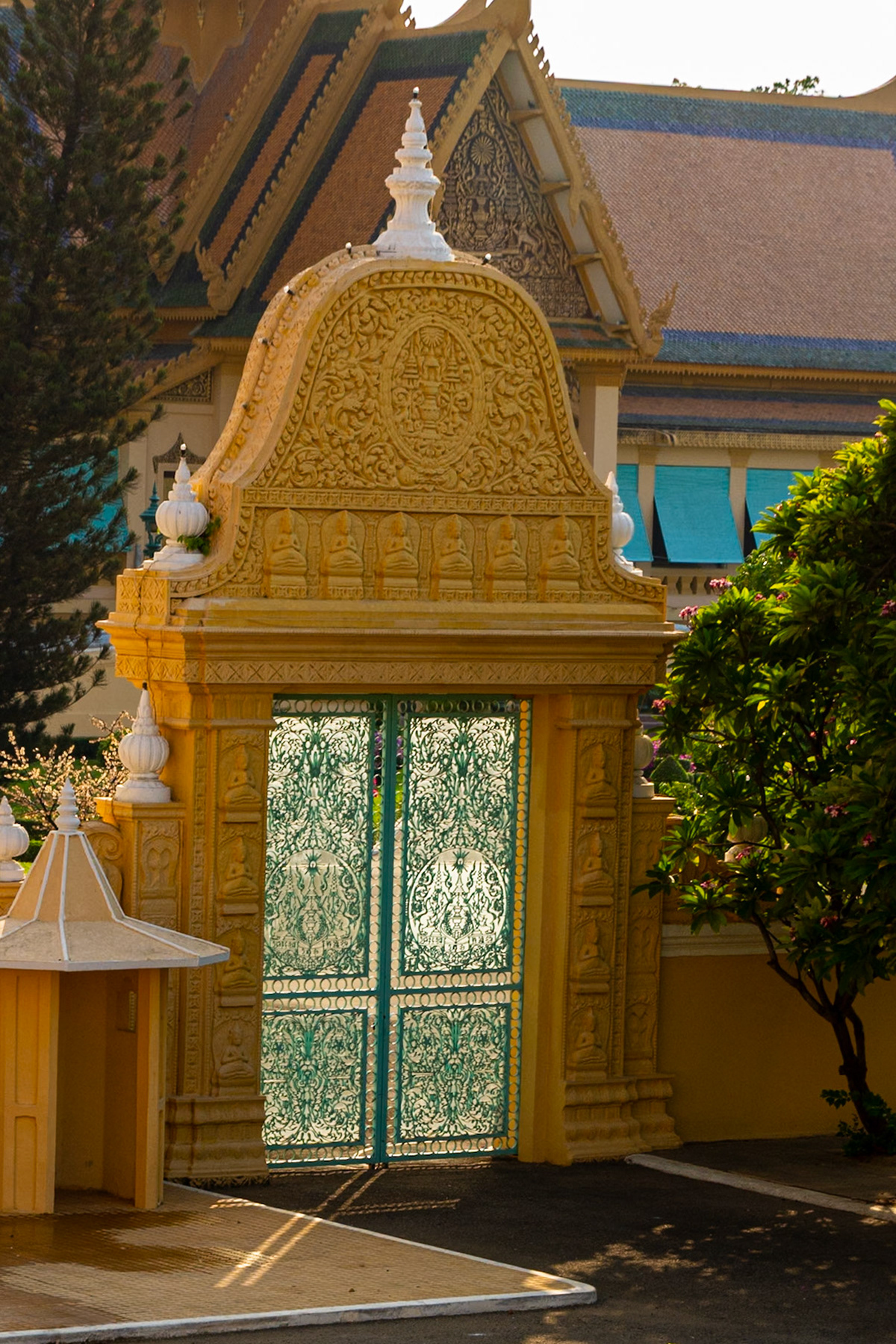 Entrance gate to the Khemarin Palace, the official residence of the King of Cambodia.