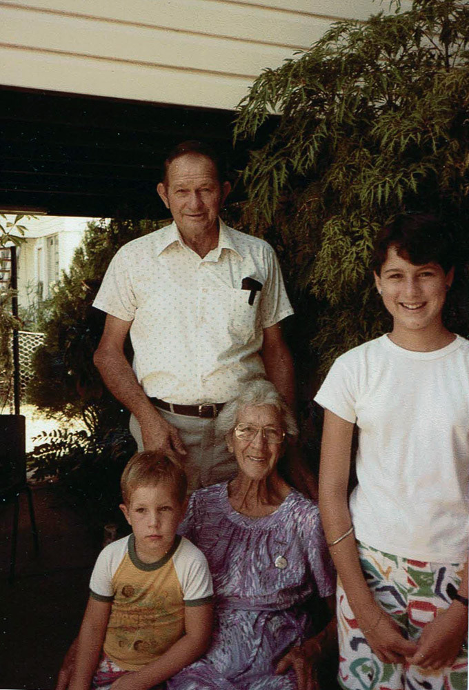 Ed, Tracy, Marie and Alex at the back patio, Salamanca St.