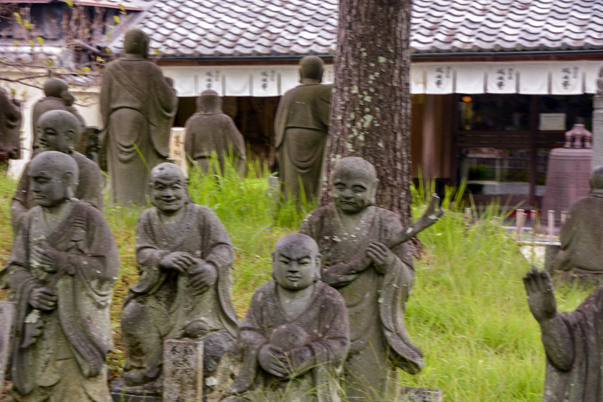 Each statue is said to have a unique facial expression.