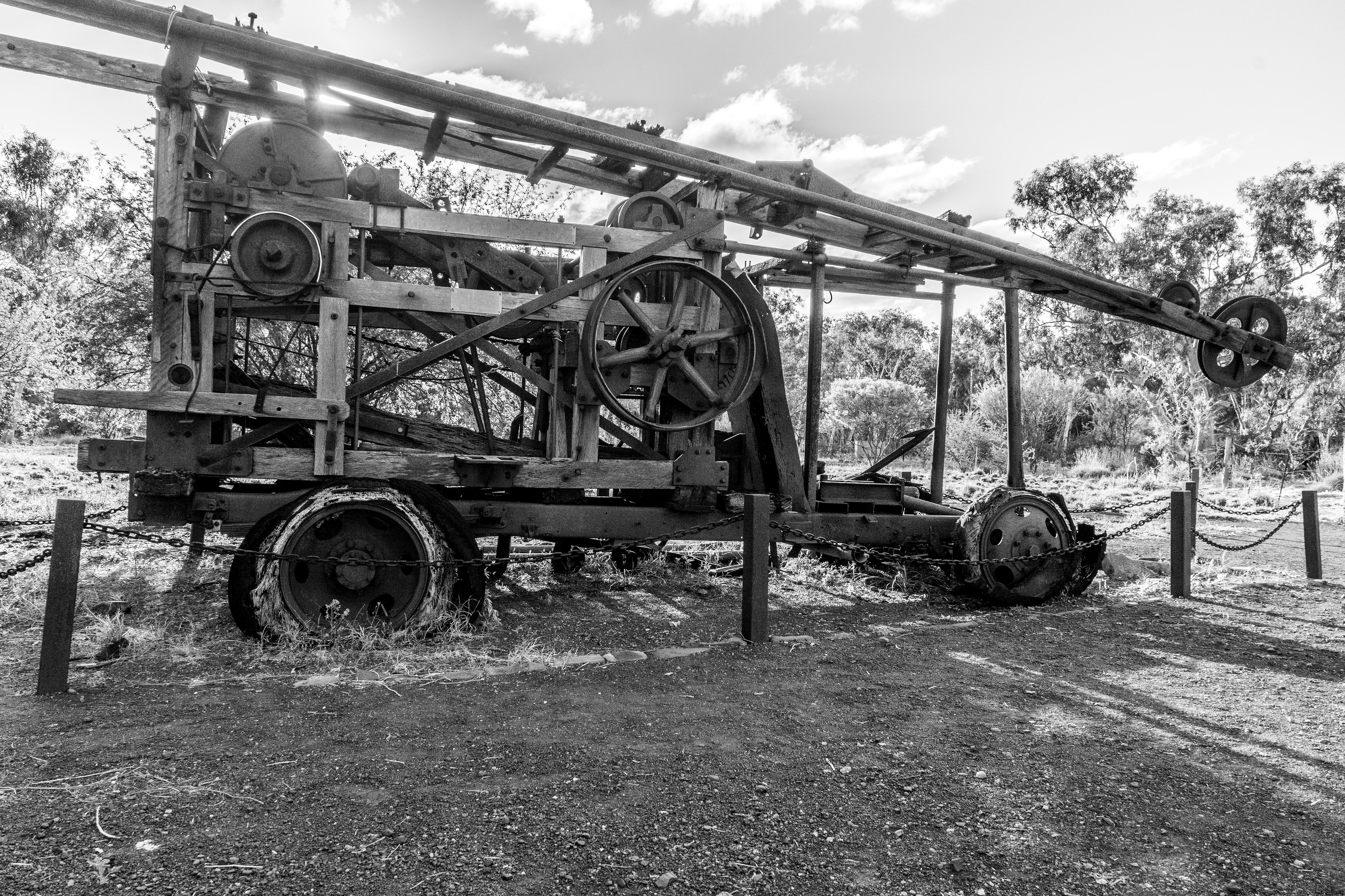 Millstream Homestead - an abandoned drilling rig succumbs to the ravages of time in this harsh environment.