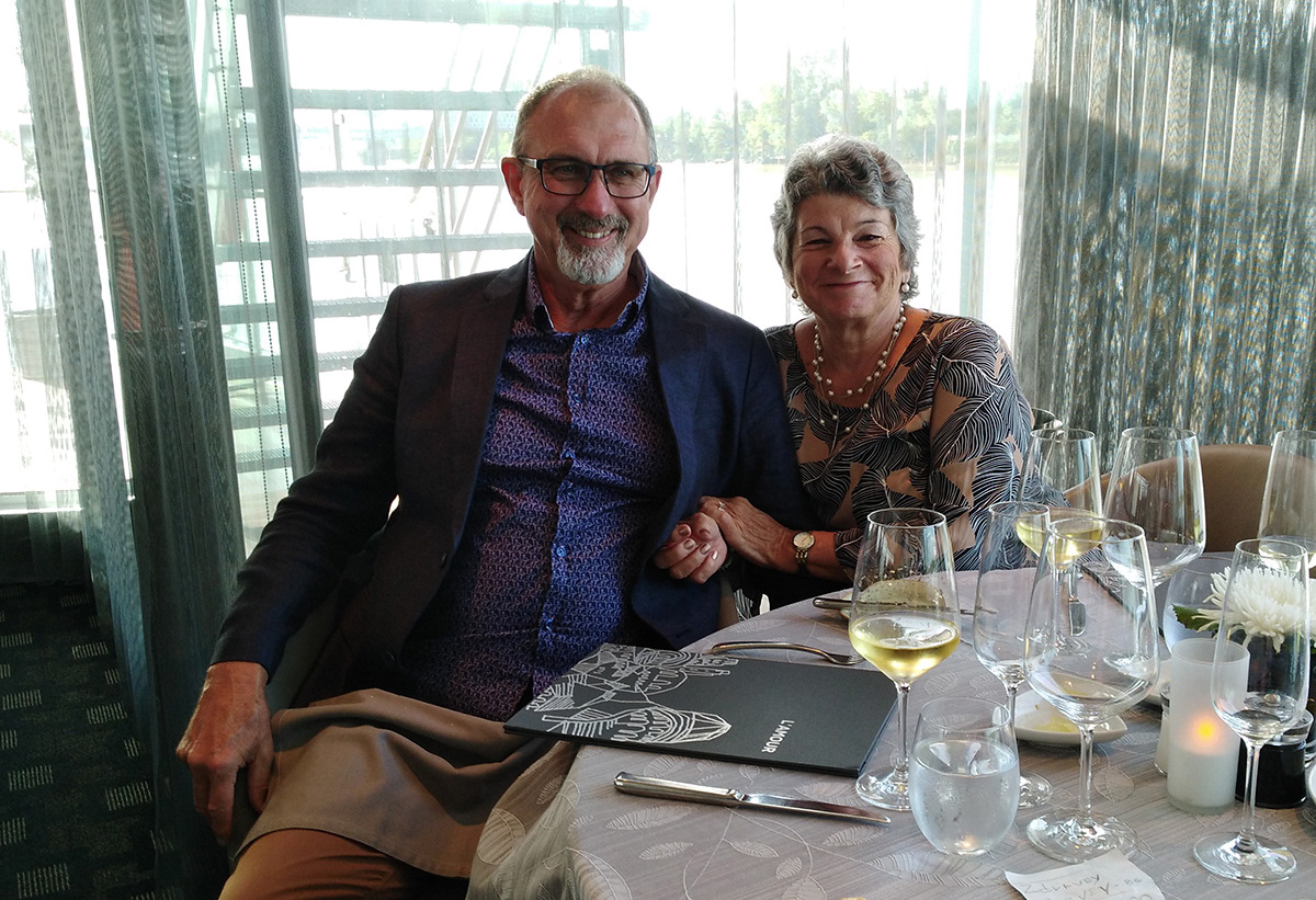 Fine dining as we cruise the river Gironde.
