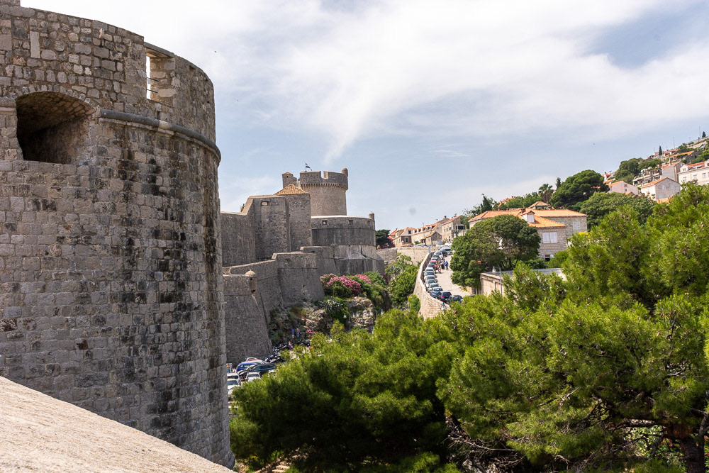 Ulica iza Grada (the street behind the city) adjacent the Old Town ramparts with Minceta Tower in the background.